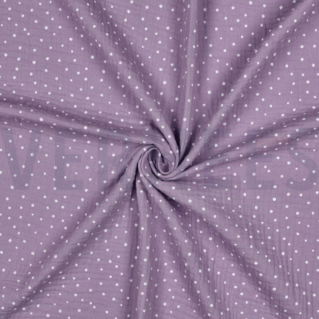 DOUBLE GAUZE LITTLE DOTS OLD MAUVE #3