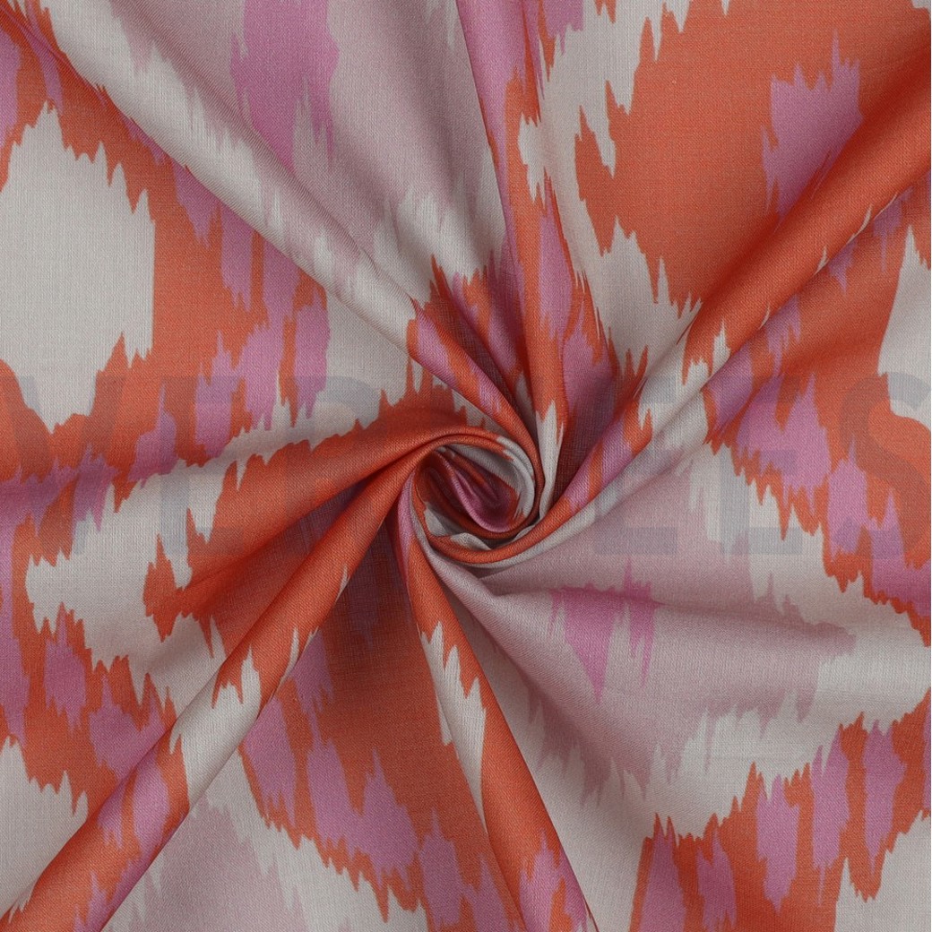 COTTON VOILE DIGITAL IKAT PINK ORANGE #3