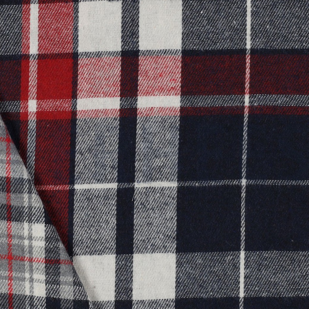 BRUSHED CHECKS YARN DYED NAVY/ECRU/RED #3