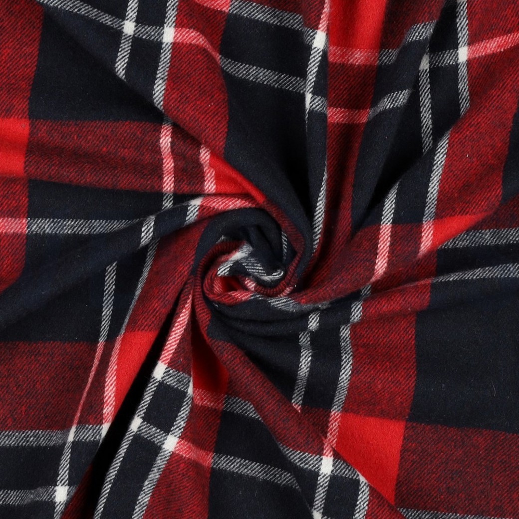 BRUSHED CHECKS YARN DYED NAVY/ RED #3