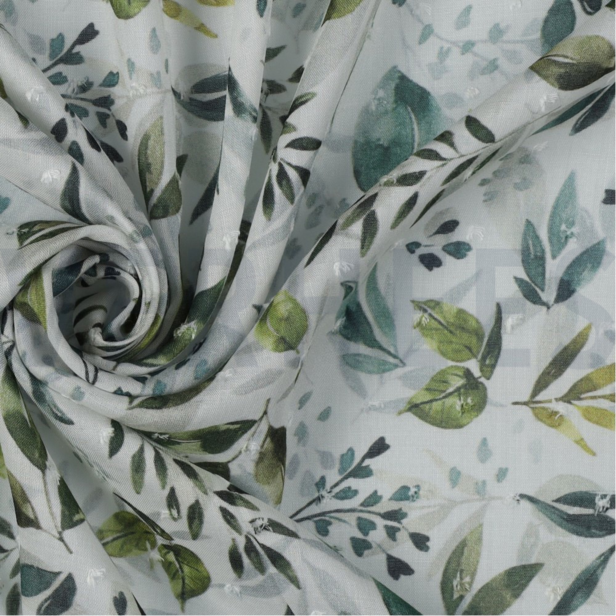 VISCOSE DOBBY DIGITAL LEAVES WHITE (high resolution) #3