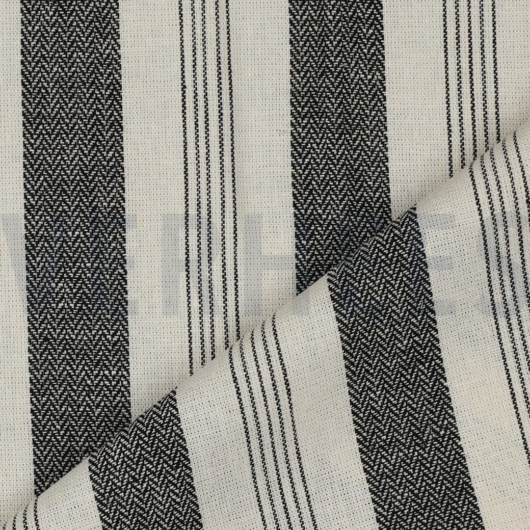 LINEN VISCOSE YARN DYED STRIPES BLACK #3