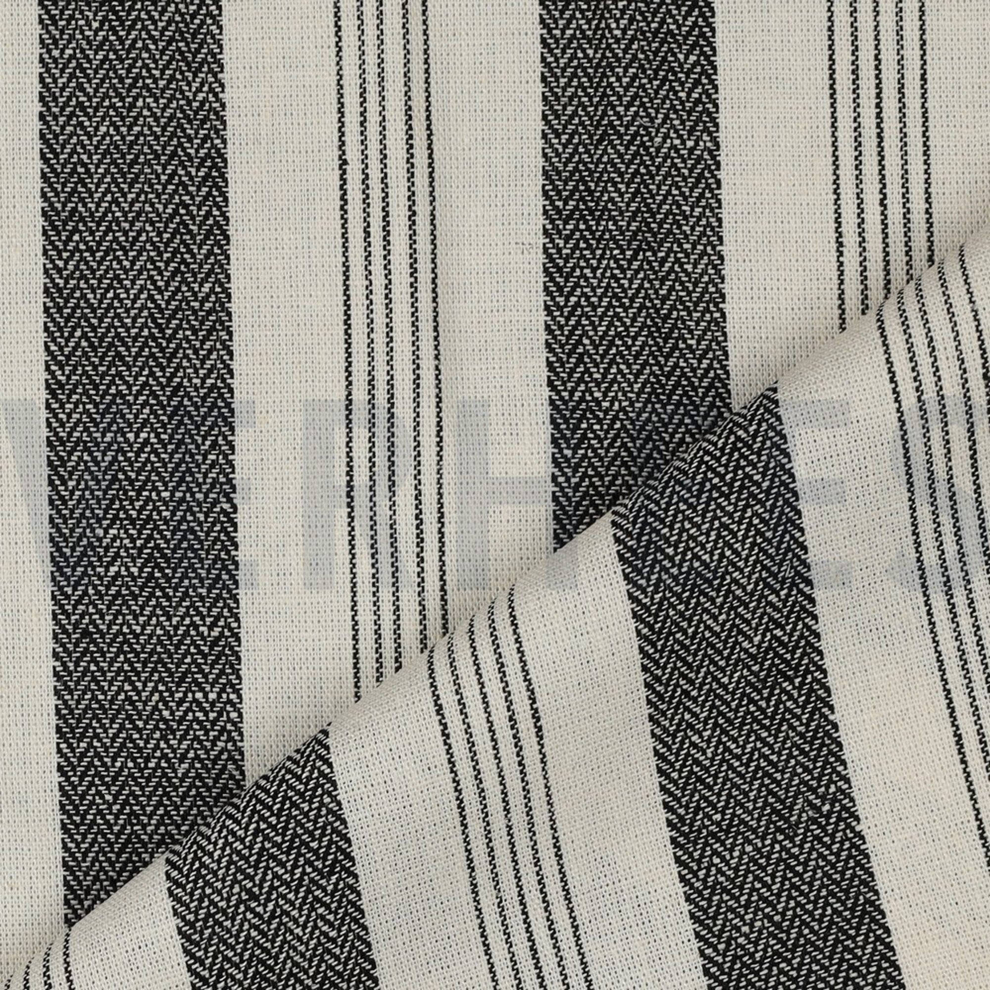 LINEN VISCOSE YARN DYED STRIPES BLACK (high resolution) #3
