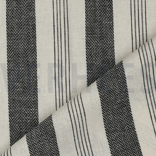 LINEN VISCOSE YARN DYED STRIPES BLACK #7