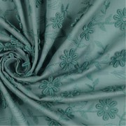COTTON VOILE EMBROIDERY FLOWERS OLD GREEN (thumbnail) #3