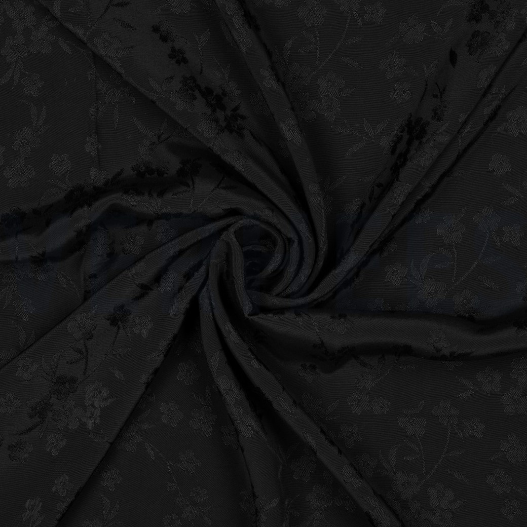 VISCOSE JACQUARD FLOWERS BLACK #3