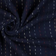 DOUBLE GAUZE EMBROIDERY STRIPES DARK BLUE (thumbnail) #3