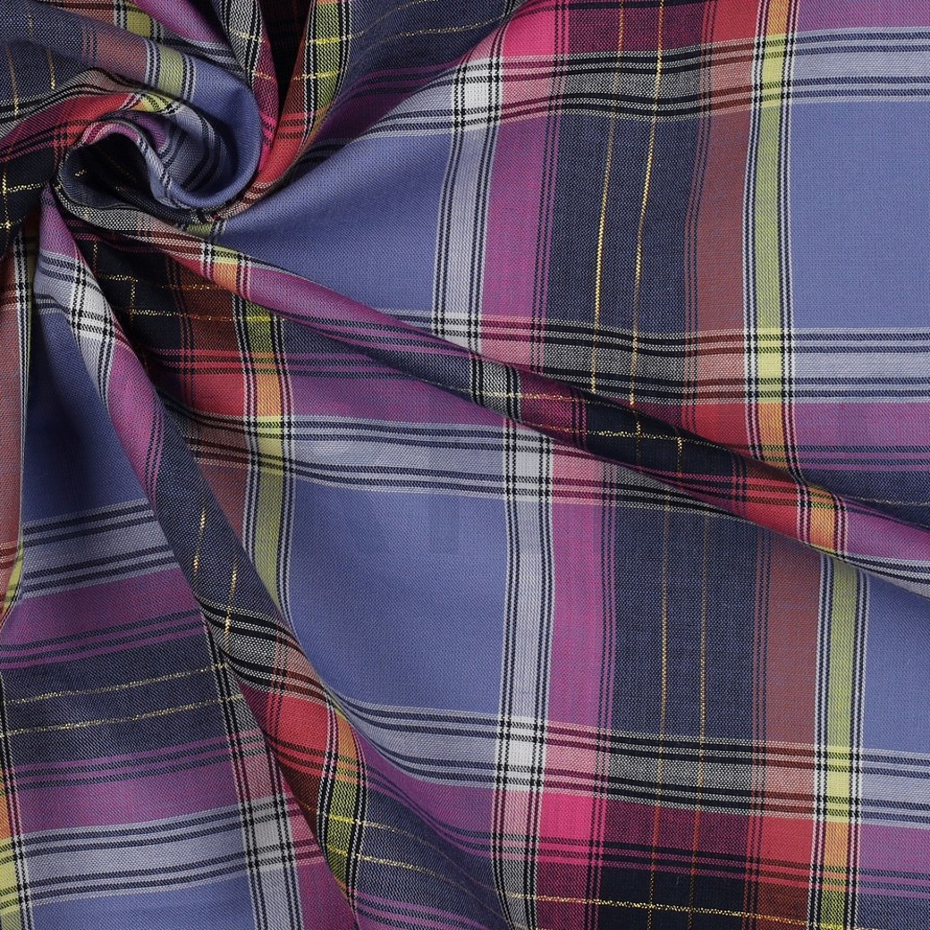 COTTON YARN DYED CHECK LUREX PURPLE #3