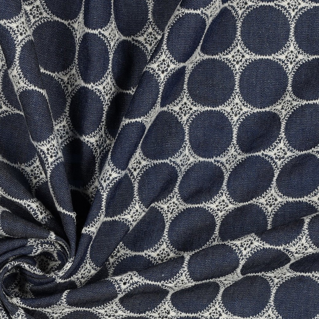 JEANS EMBROIDERY CIRCLES DARK BLUE #3