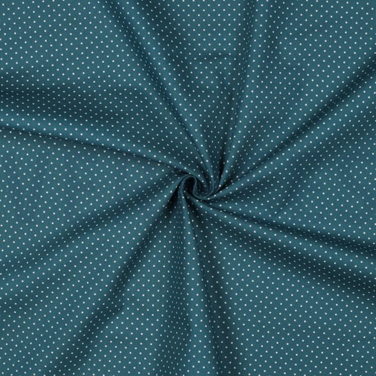 BAUMWOLLE POPELINE KLEINE PUNKTE PETROL #7