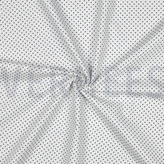 KATOENEN POPLIN KLEINE STIPPEN WIT / DONKERBLAUW #7