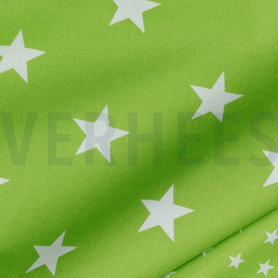 KATOENEN POPLIN STERREN LIMOEN #7