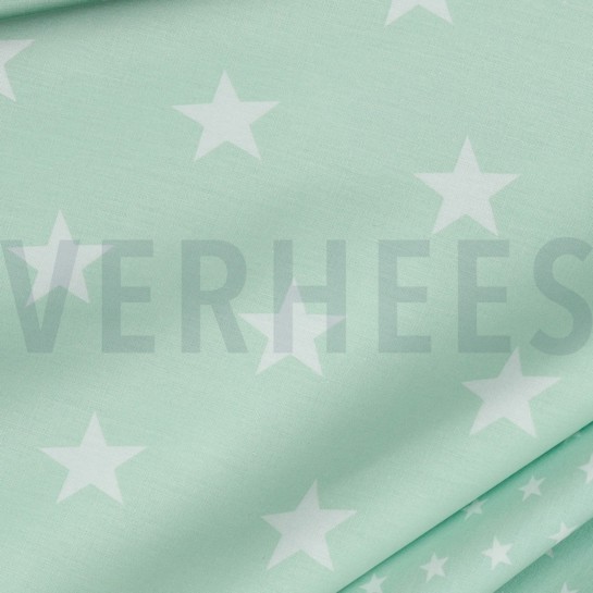 KATOENEN POPLIN STERREN MINT #7