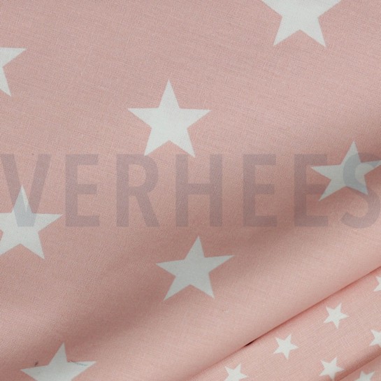 KATOENEN POPLIN STERREN OUDROZE #7