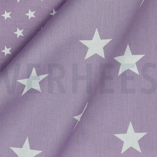 BAUMWOLLE POPELINE STERNE LILA #7
