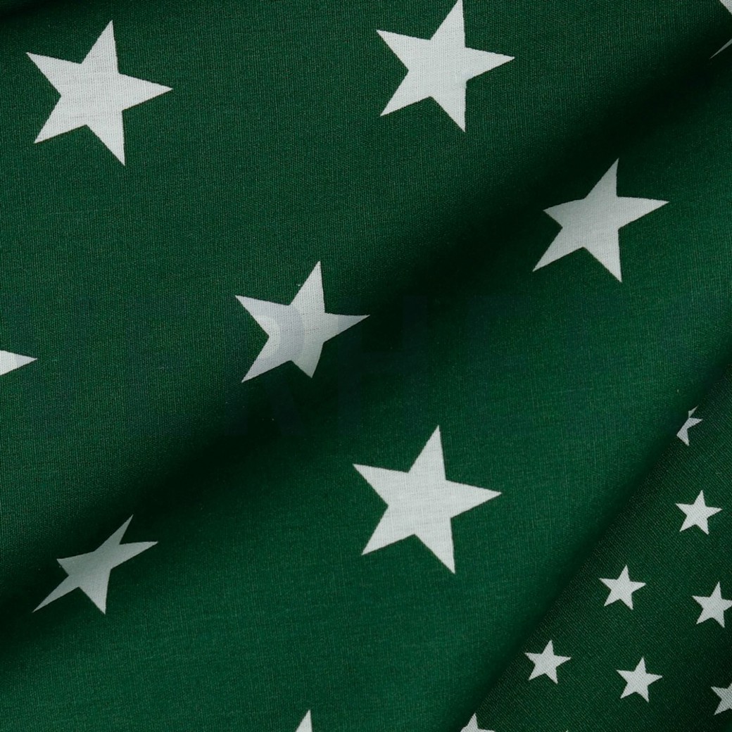 POPLIN STARS DARK GREEN #3
