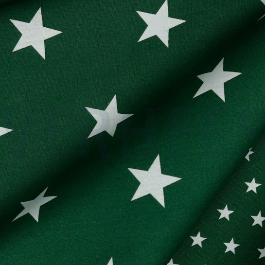 POPELINE DE COTON ÉTOILES VERT FONCÉ #7