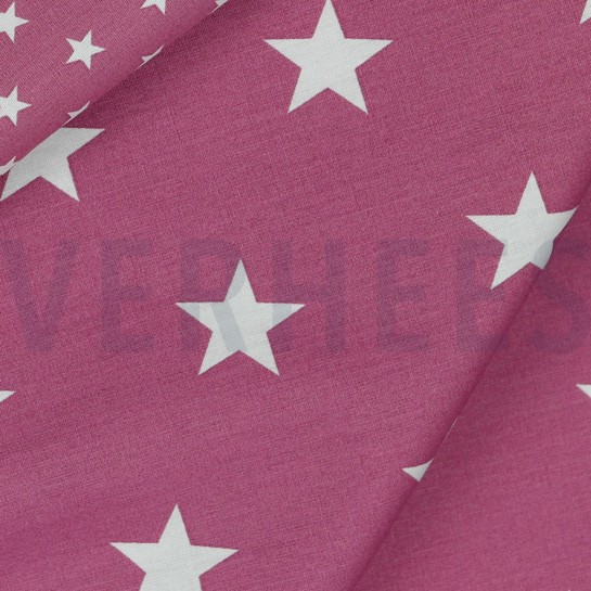 KATOENEN POPLIN STERREN MAUVE #7