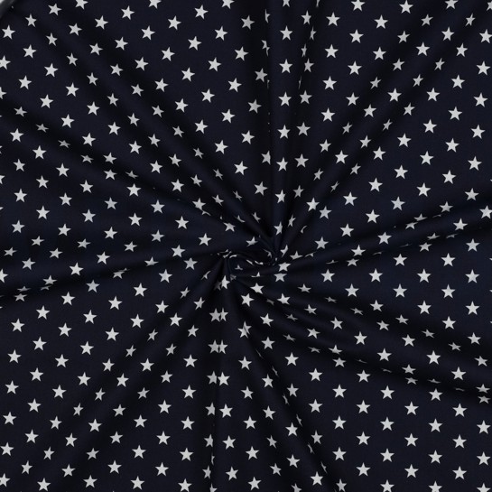 BAUMWOLLE POPELINE KLEINE STERNE MARINEBLAU #7
