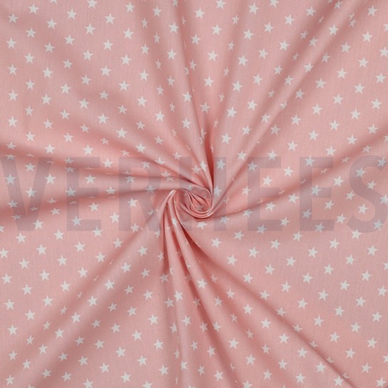 KATOENEN POPLIN KLEINE STERREN OUDROZE #7