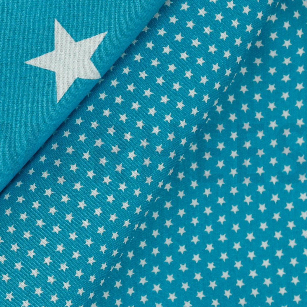 POPLIN MINI STARS TURQUOISE #3