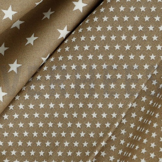 KATOENEN POPLIN MINI STERREN TAUPE #7