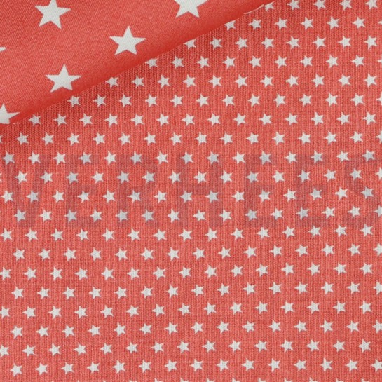 KATOENEN POPLIN MINI STERREN KORAAL #7