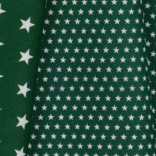 KATOENEN POPLIN MINI STERREN DONKERGROEN #7