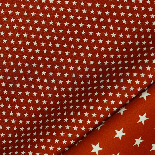 KATOENEN POPLIN MINI STERREN TERRACOTTA #7