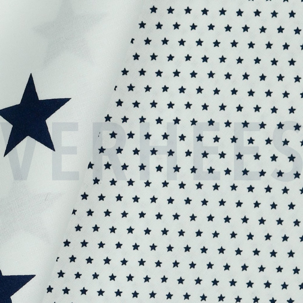 POPLIN MINI STARS WHITE/NAVY #3