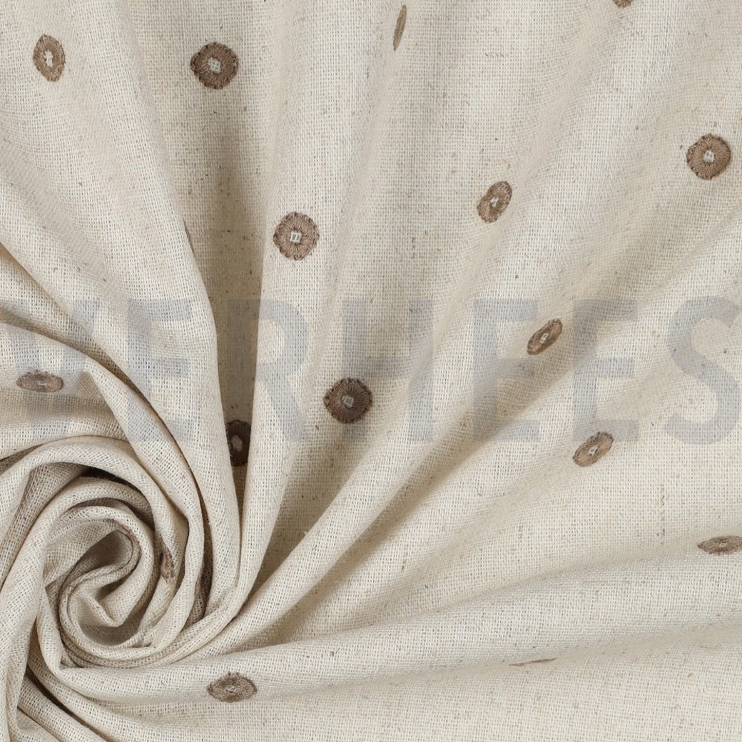 LINEN VISCOSE EMBROIDERY SQUARE SAND #3
