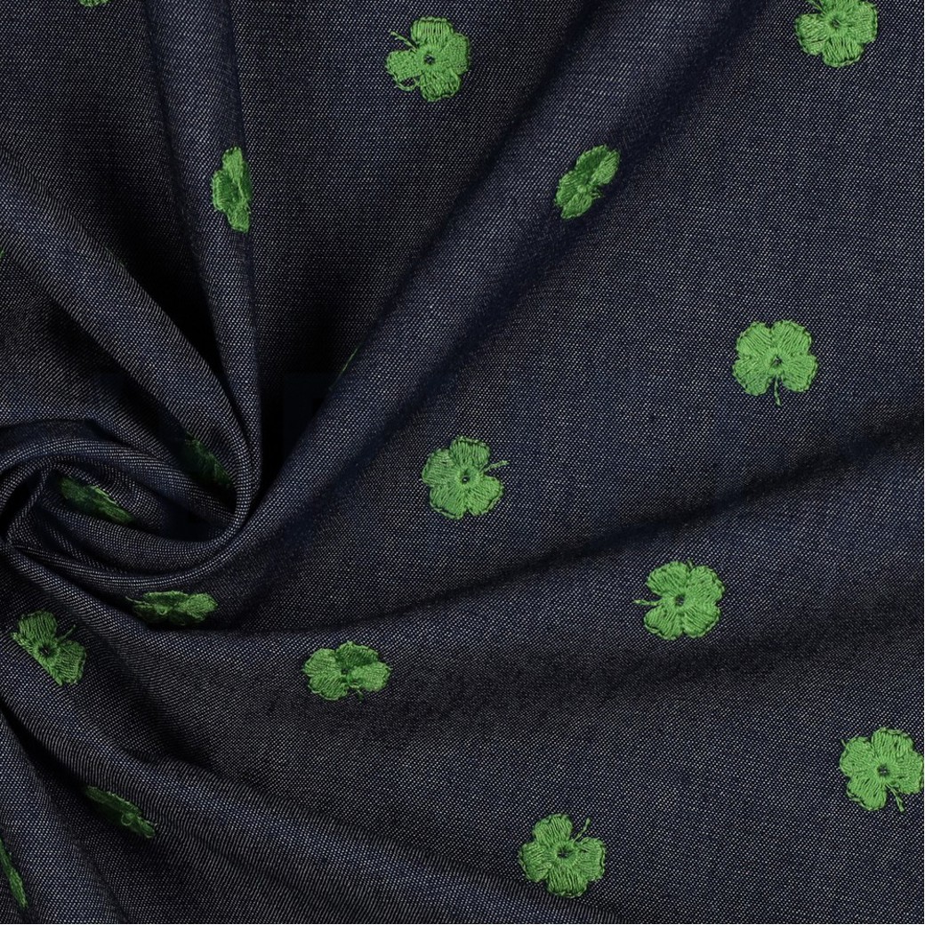 JEANS EMBROIDERY CLOVER INDIGO #3