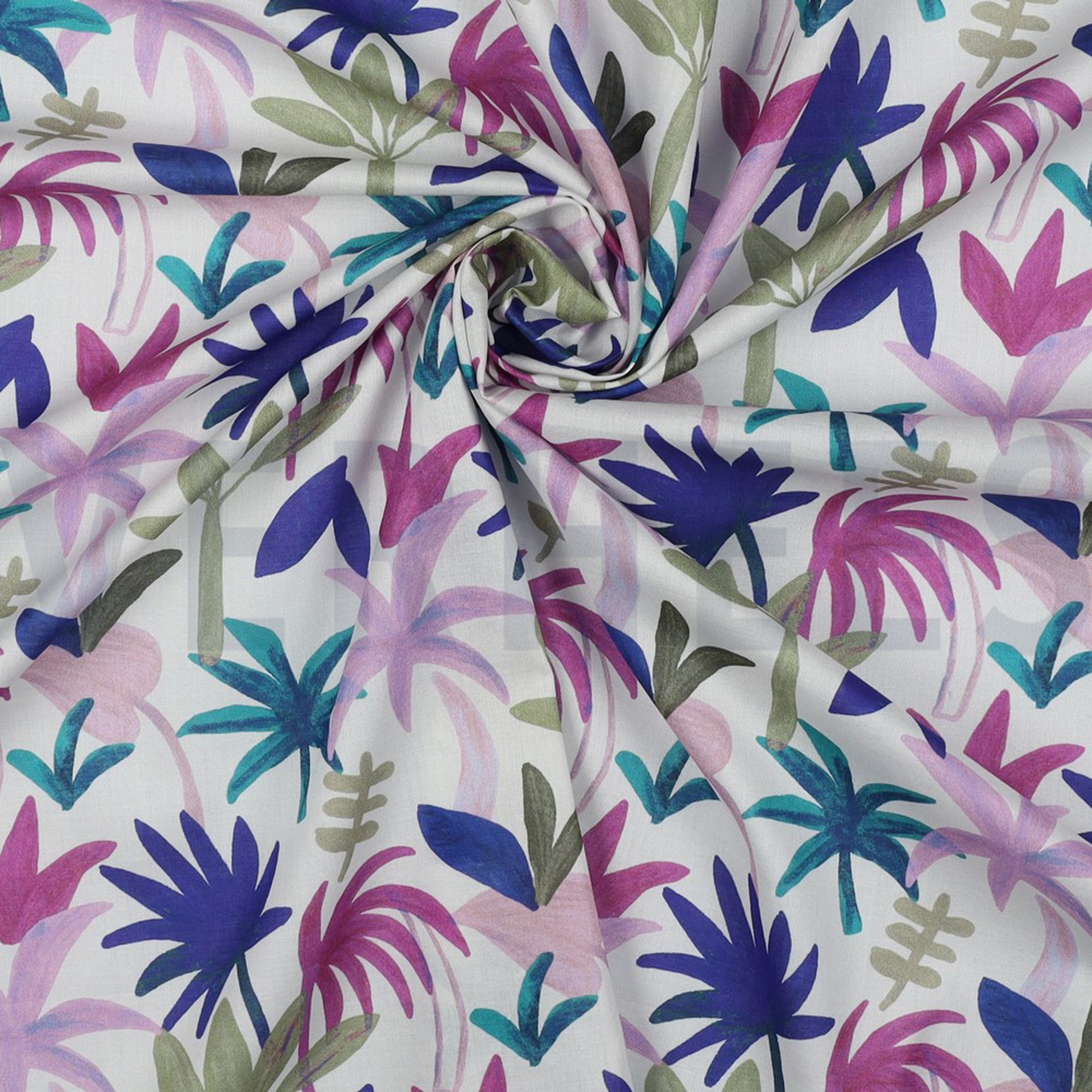 COTTON VOILE DIGITAL PALM HAVEN COBALT (high resolution) #3