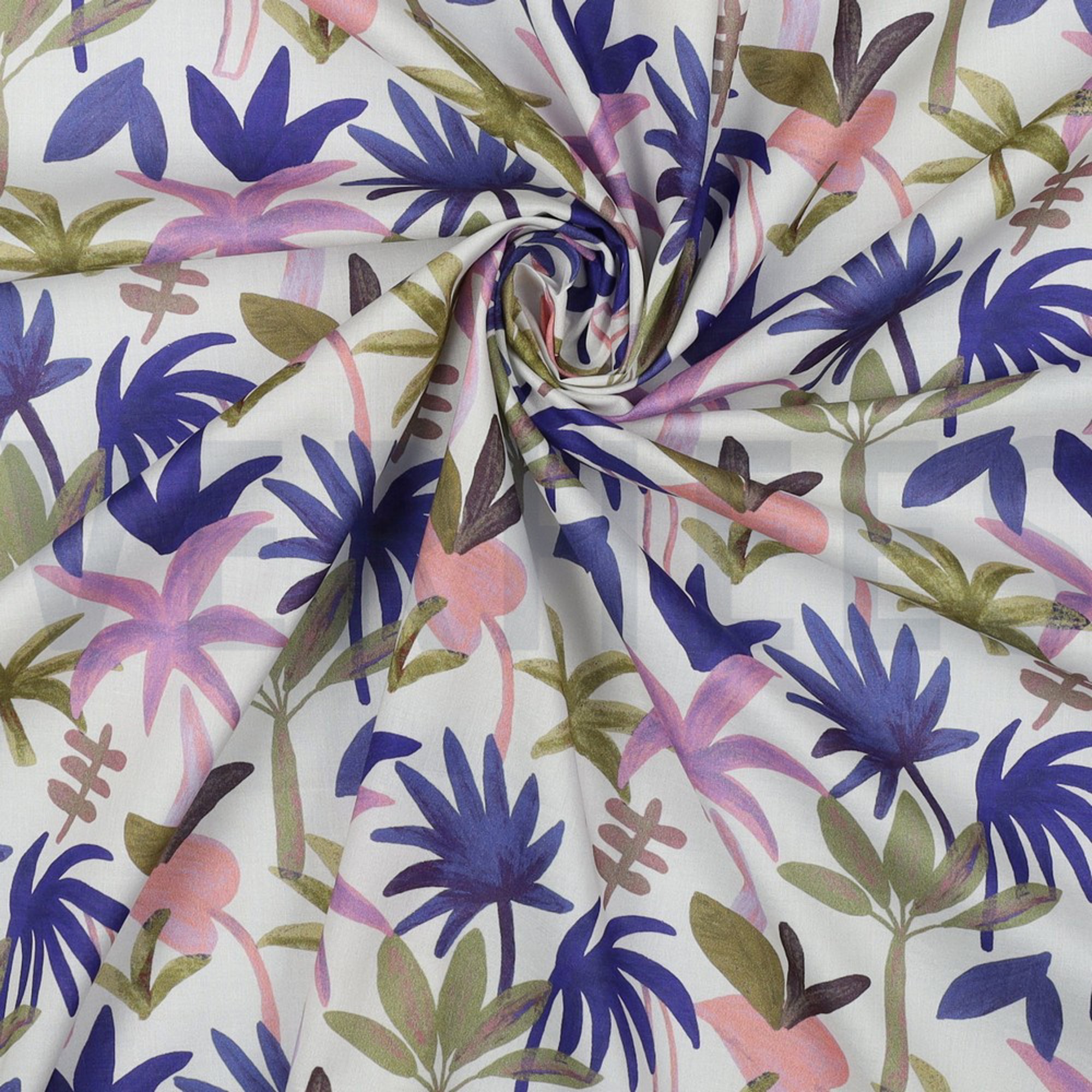 COTTON VOILE DIGITAL PALM HAVEN COBALT / MAGENTA (high resolution) #3