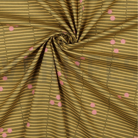 KATOENEN POPLIN GEBROKEN STREPEN GROEN #7