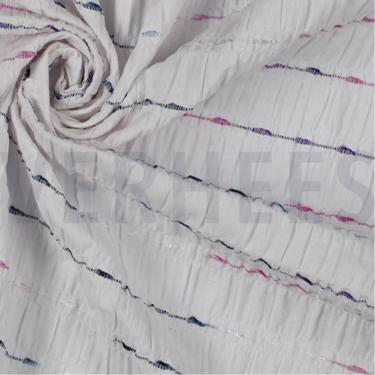 KRINKEL BAUMWOLLE DOBBY STREIFEN WEISS #7