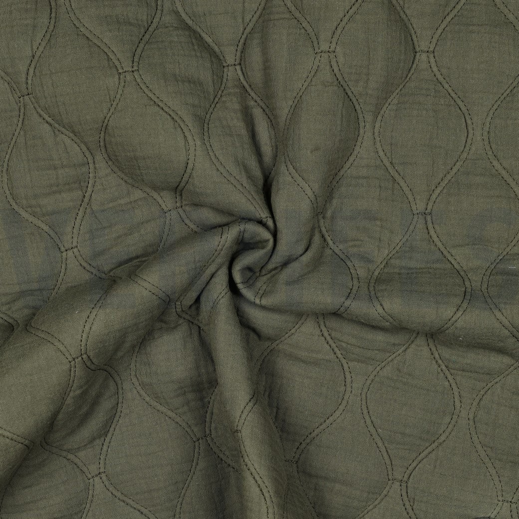 DOUBLE GAUZE QUILT DARK MOSS GREEN #3