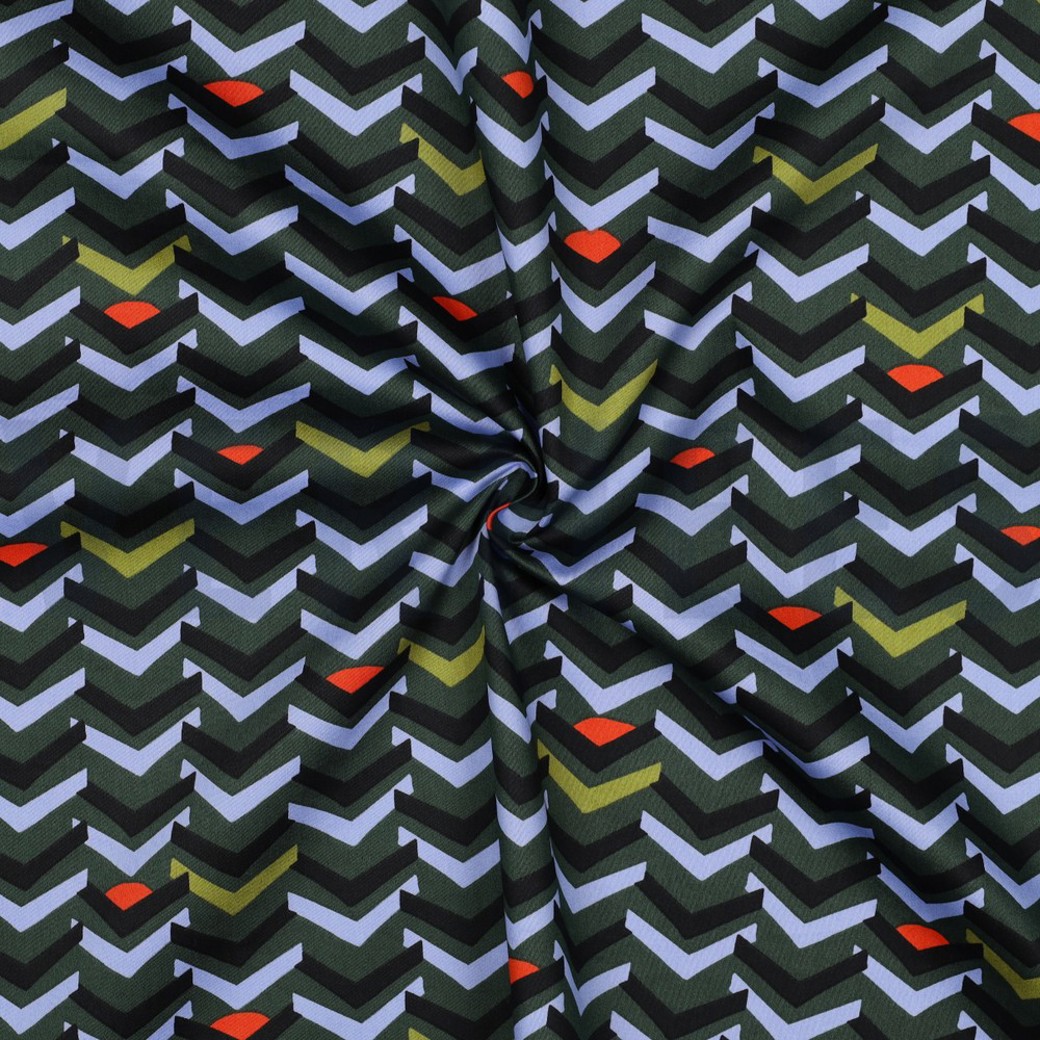COTTON SATIN GEOMETRIC DARK GREEN #3