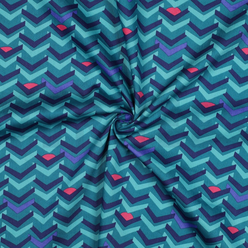 COTTON SATIN GEOMETRIC PETROL #3