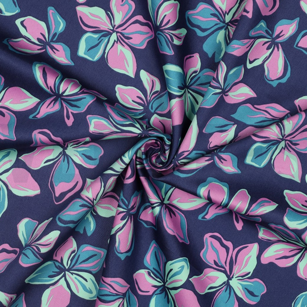 COTTON SATIN FLOWERS NAVY #3