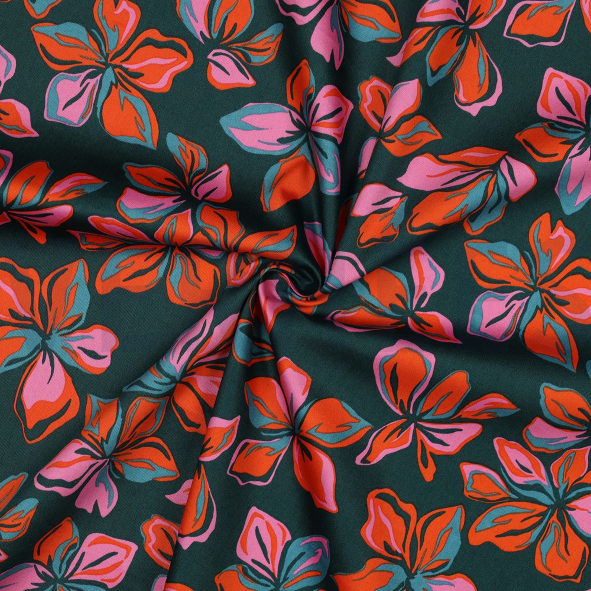 COTTON SATIN FLOWERS DARK GREEN (high resolution) #3