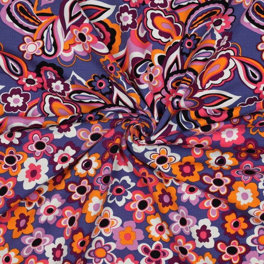 FRENCH TERRY BLUMEN MARINEBLAU #7