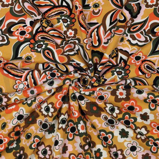 FRENCH TERRY FLOWERS CAMEL #7