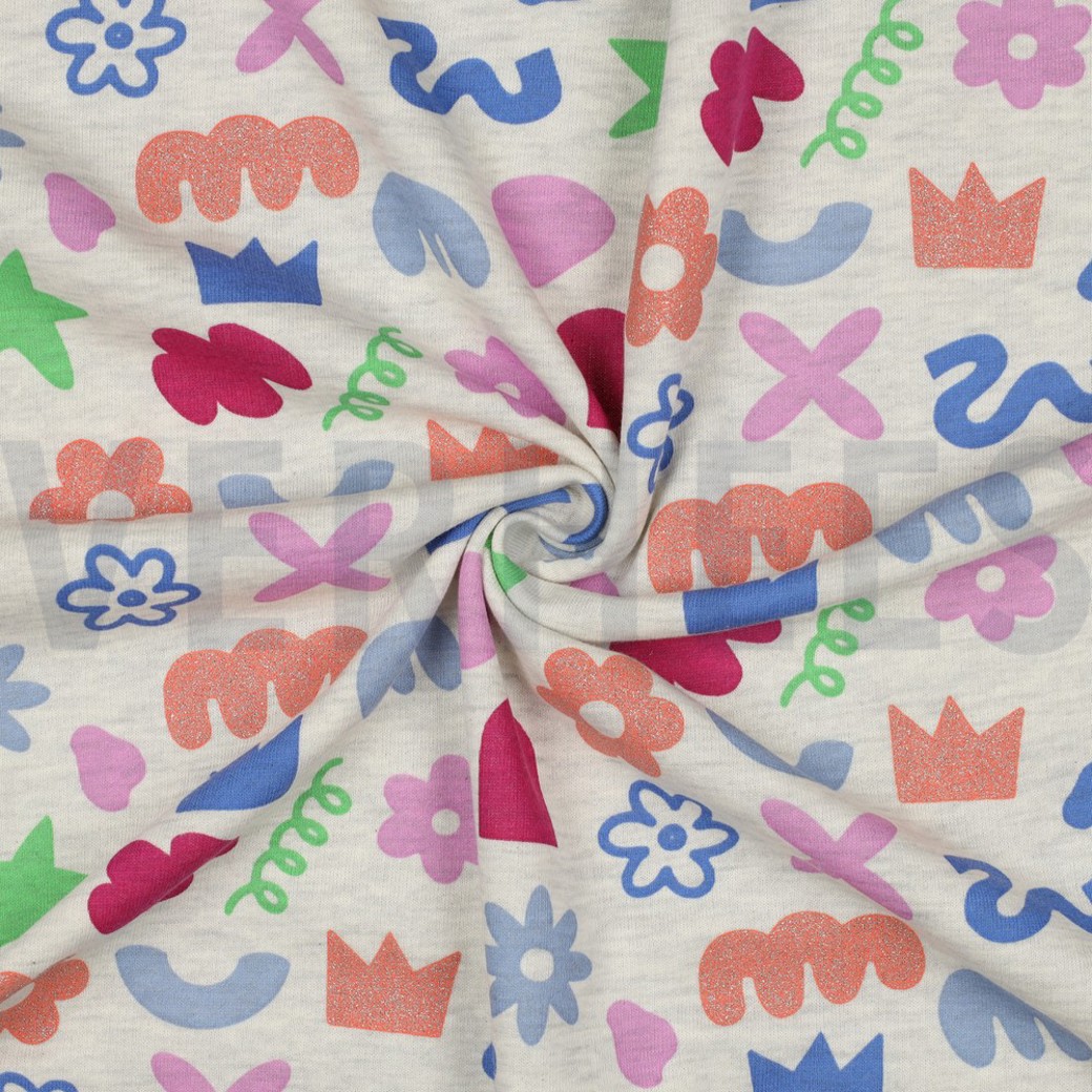 SWEAT MELANGE GLITTER DOODLE SHAPES ECRU #3