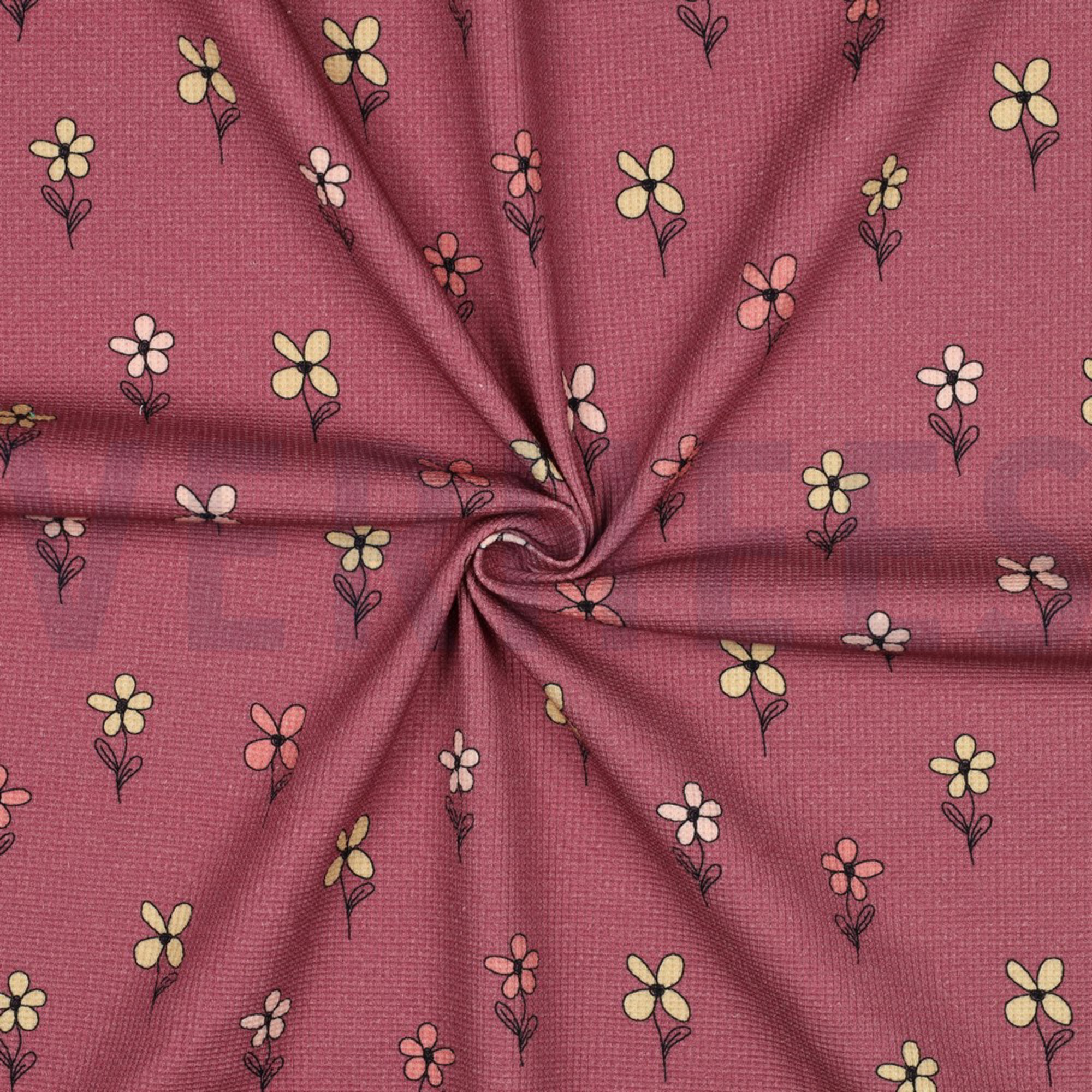 WAFFLE JERSEY FLOWERS BORDEAUX (high resolution) #3