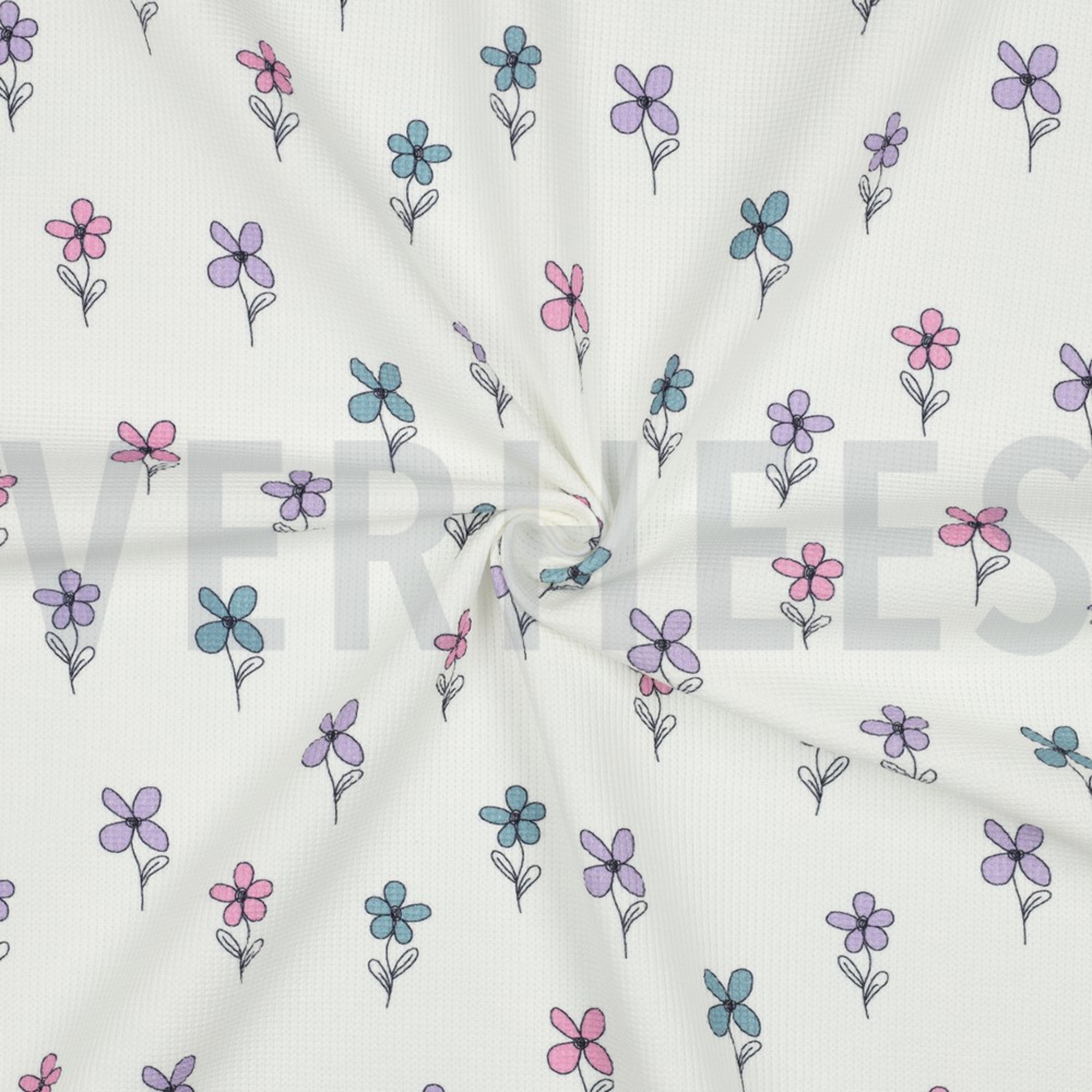 WAFFLE JERSEY FLOWERS PETROL (high resolution) #3