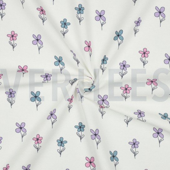 WAFFELJERSEY BLUMEN PETROL #7