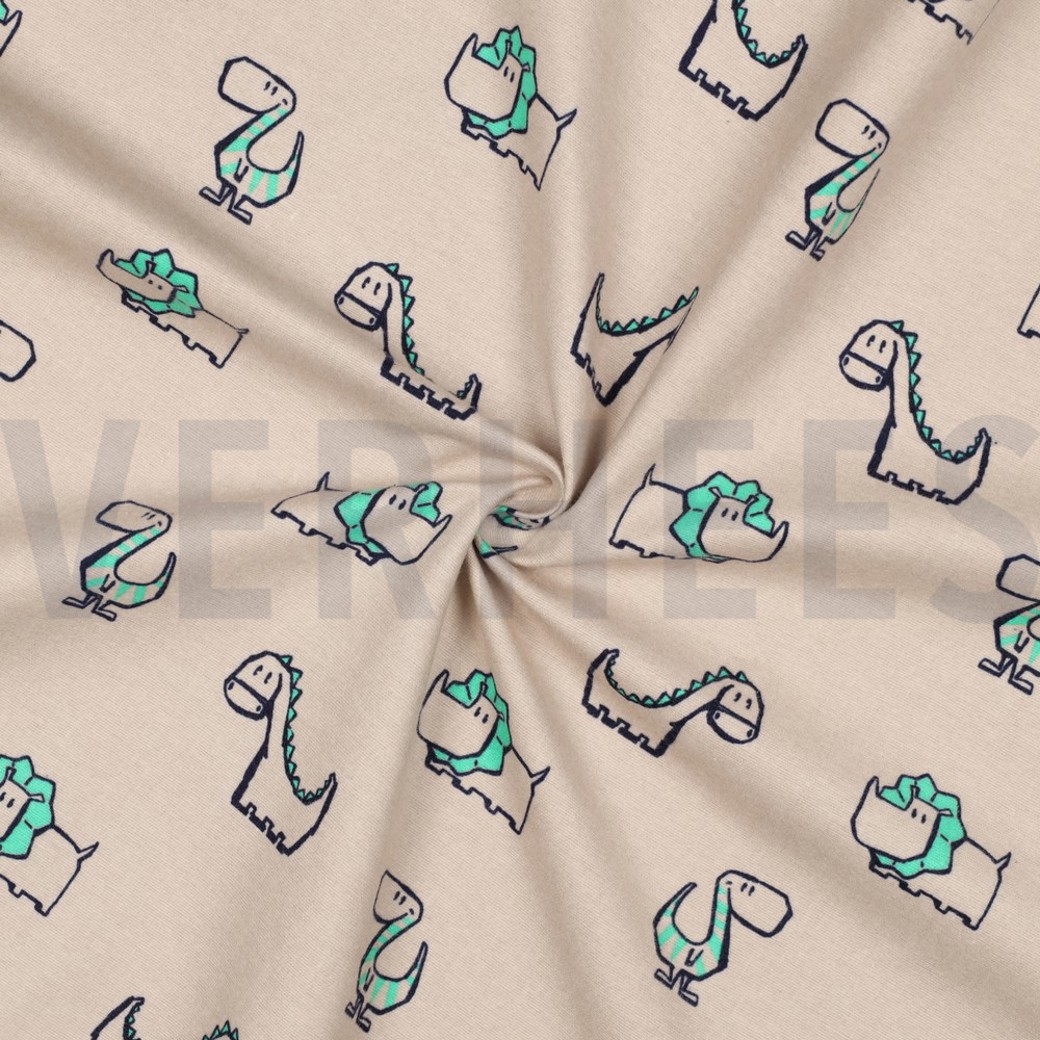 FLANNEL DINOSAURS BEIGE #3