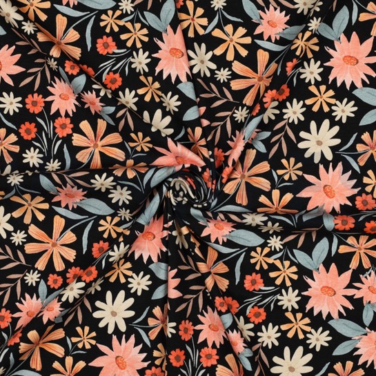 JERSEY DIGITAAL BLOEMEN ZWART #7