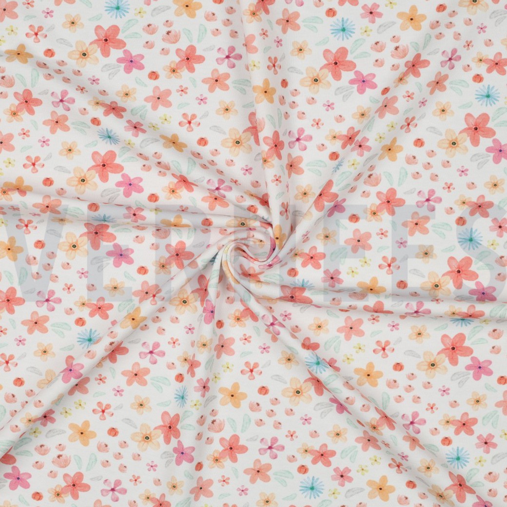 JERSEY GOTS DIGITAL FLOWERS WHITE #3